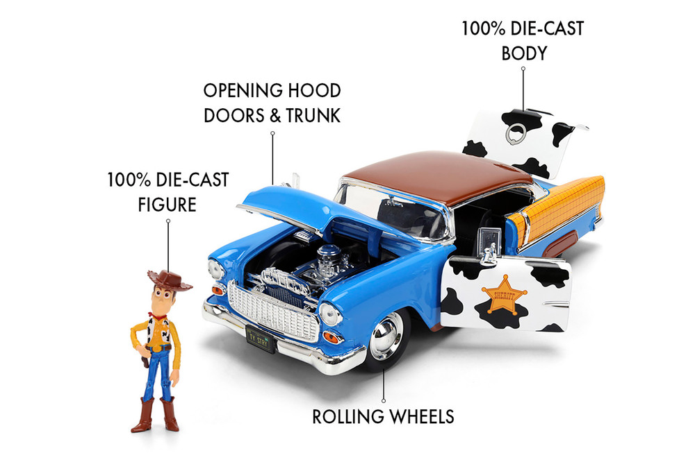 1955 Chevy Bel Air w/Woody Diecast Figure, Toy Story - Jada Toys