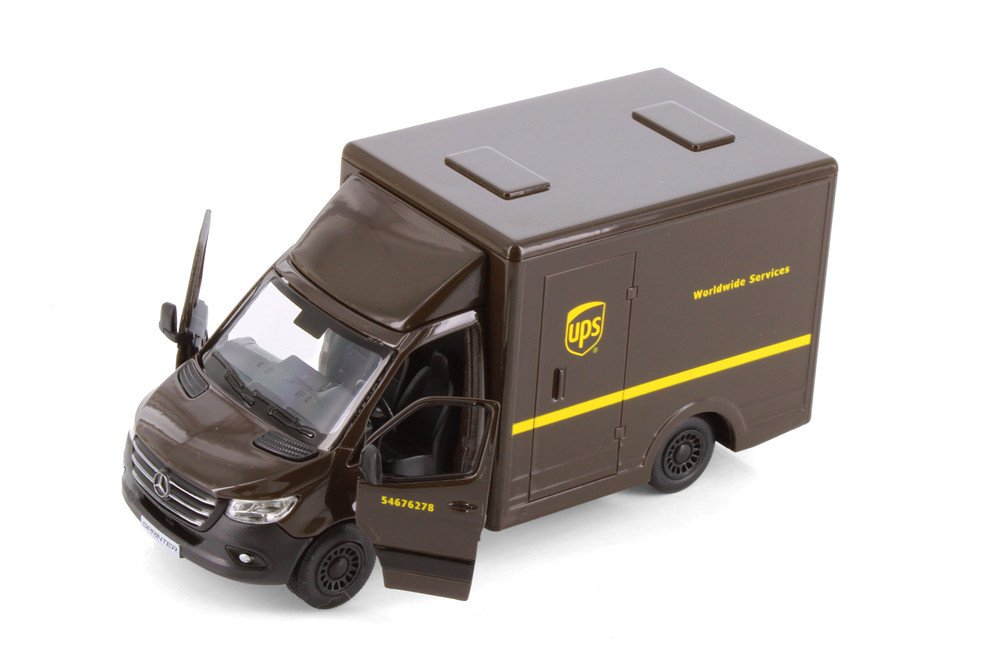 Box of 12 Mercedes-Benz Sprinter UPS Delivery Van, Brown - Kinsmart ...