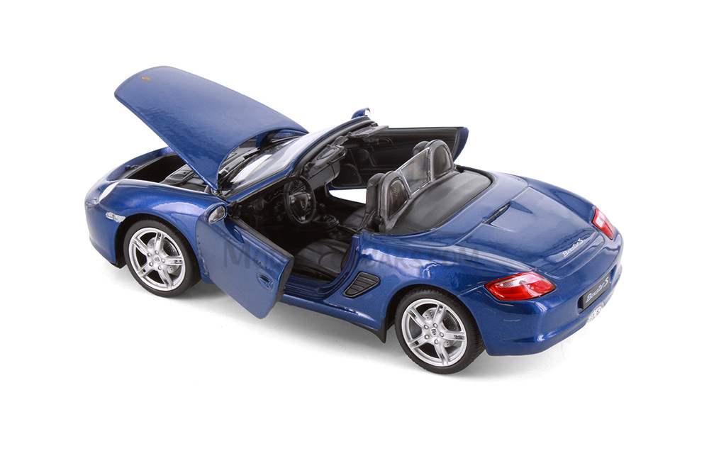 Porsche Boxster S Open Convertible, Blue - Showcasts® 22479C/4D - 1/24 Scale Diecast Model Toy Car
