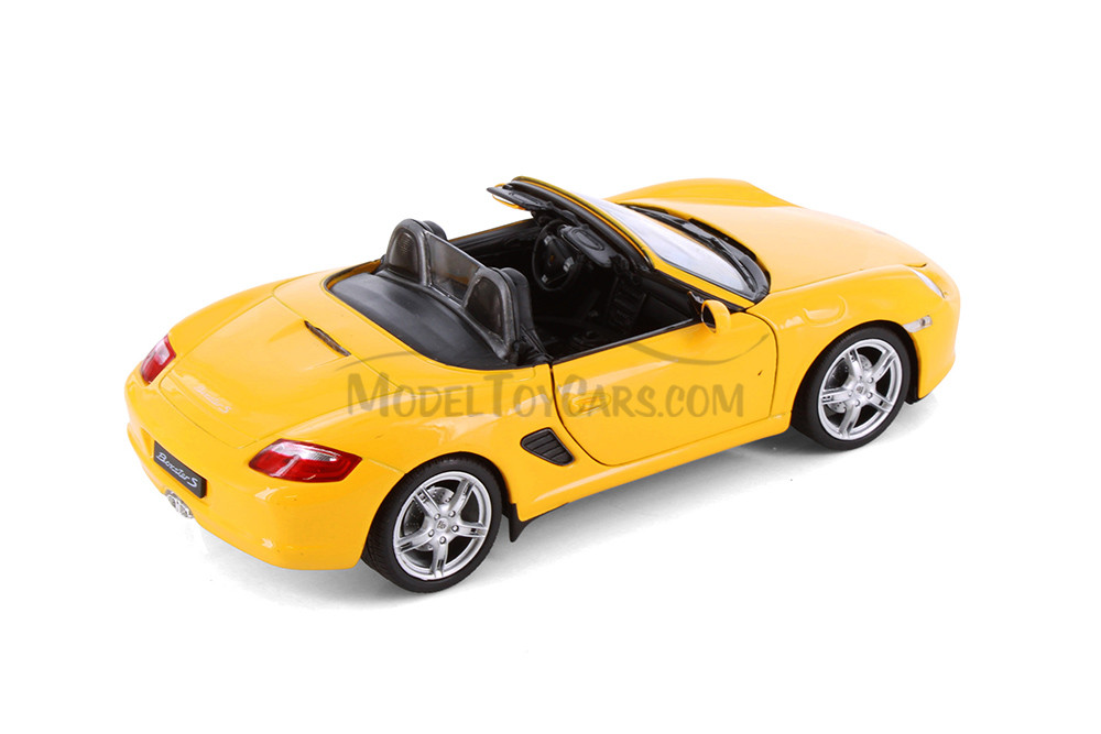 Porsche Boxster S Open Convertible, Yellow - Showcasts® 22479C/4D - 1/24 Scale Diecast Model Toy Car