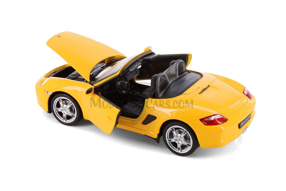 Porsche Boxster S Open Convertible, Yellow - Showcasts® 22479C/4D - 1/24 Scale Diecast Model Toy Car