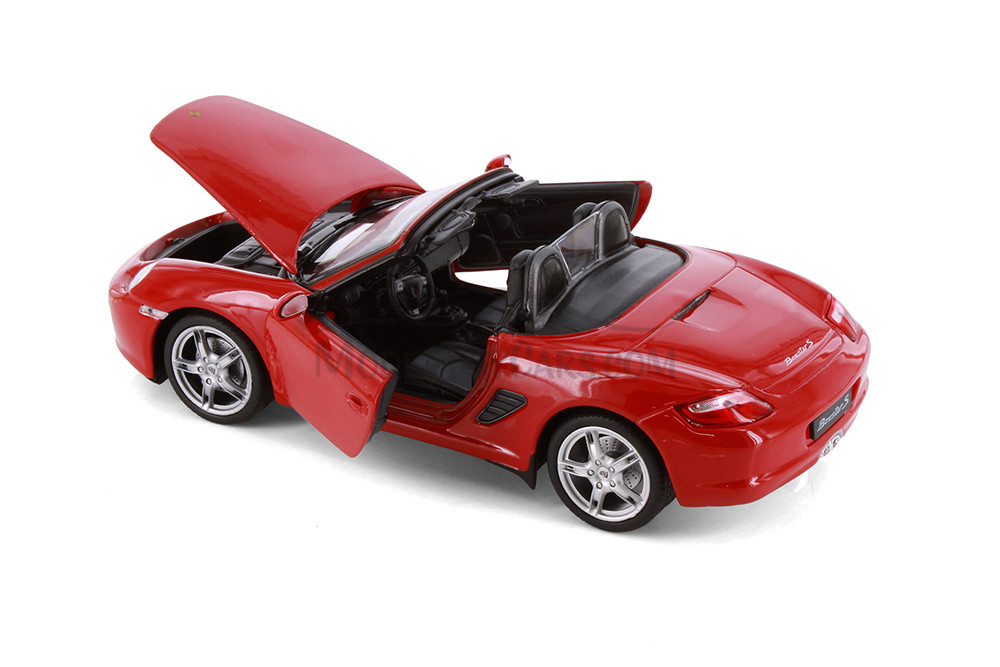 Porsche Boxster S Open Convertible, Red - Showcasts® 22479C/4D - 1/24 Scale Diecast Model Toy Car