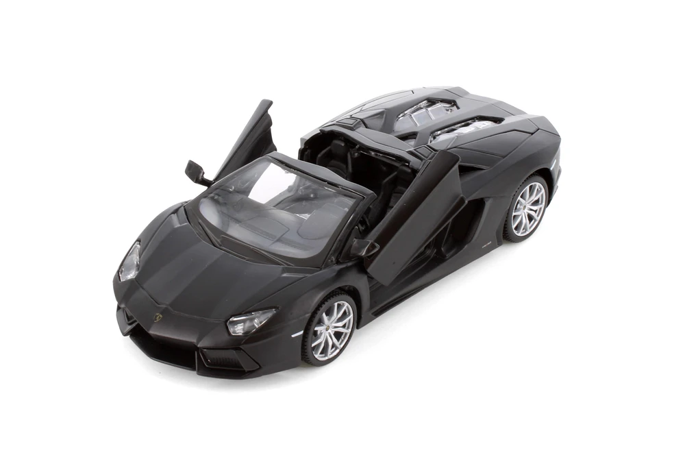 Lamborghini Aventador LP 700-4 Roadster Convertible, Matte Black - Showcasts 37504 - 1/24 Scale Diecast Model Car