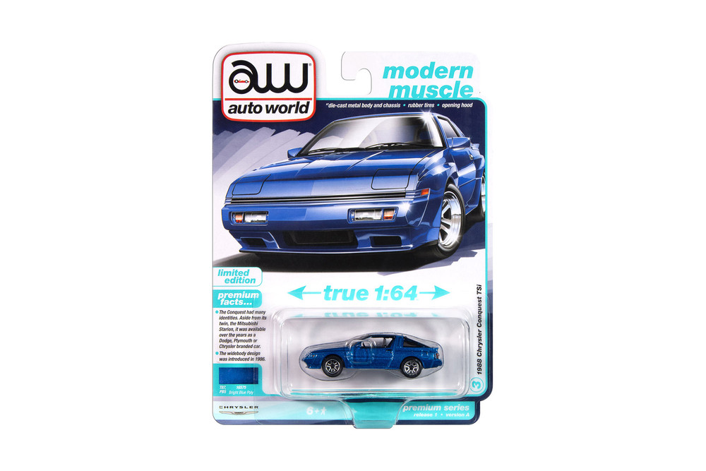 1988 Chrysler Conquest TSi, Bright Blue Metallic - Auto World AW64502/12A - 1/64 Scale Diecast Model Toy Car