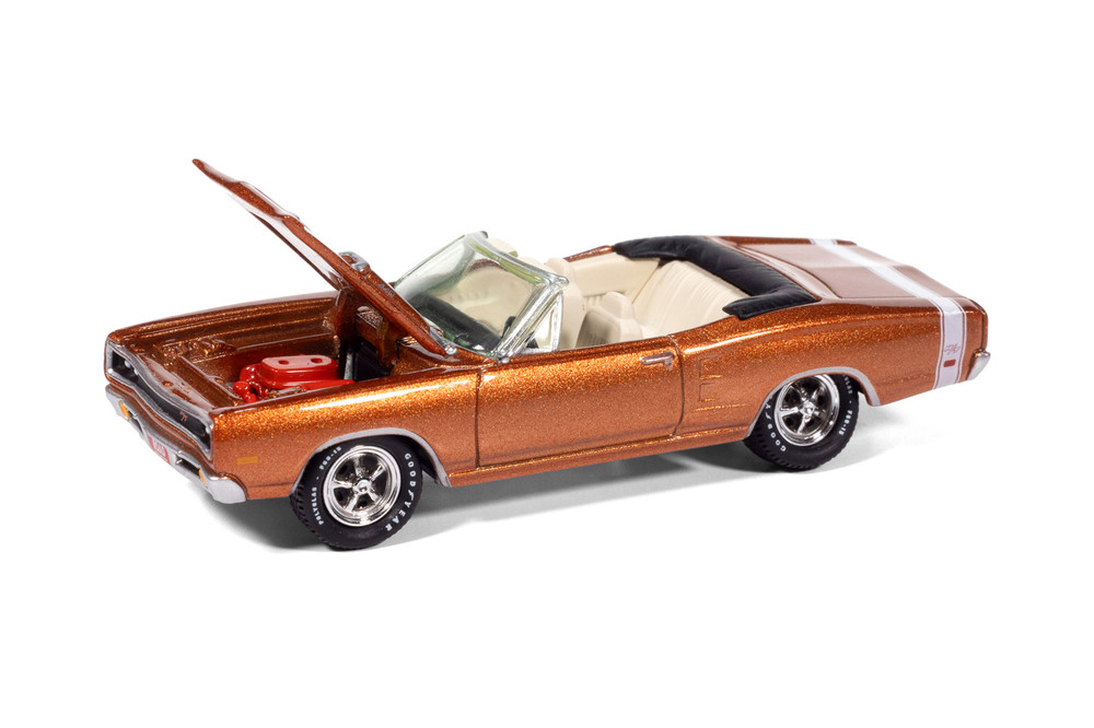 1969 Dodge Coronet R/T Convertible, Copper Metallic - Johnny Lightning JLMC038/48 - 1/64 Scale Diecast Model Toy Car