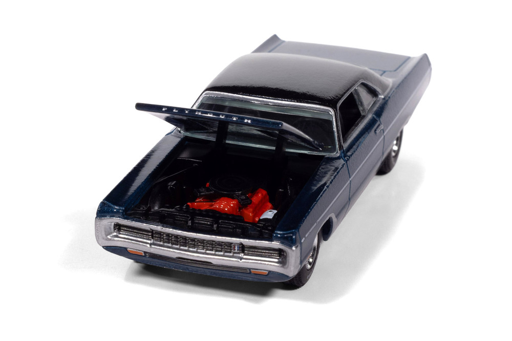 1970 Plymouth Sport Fury GT, Jamaica Blue - Auto World AW64512/48B - 1/64 Scale Diecast Model Toy Car