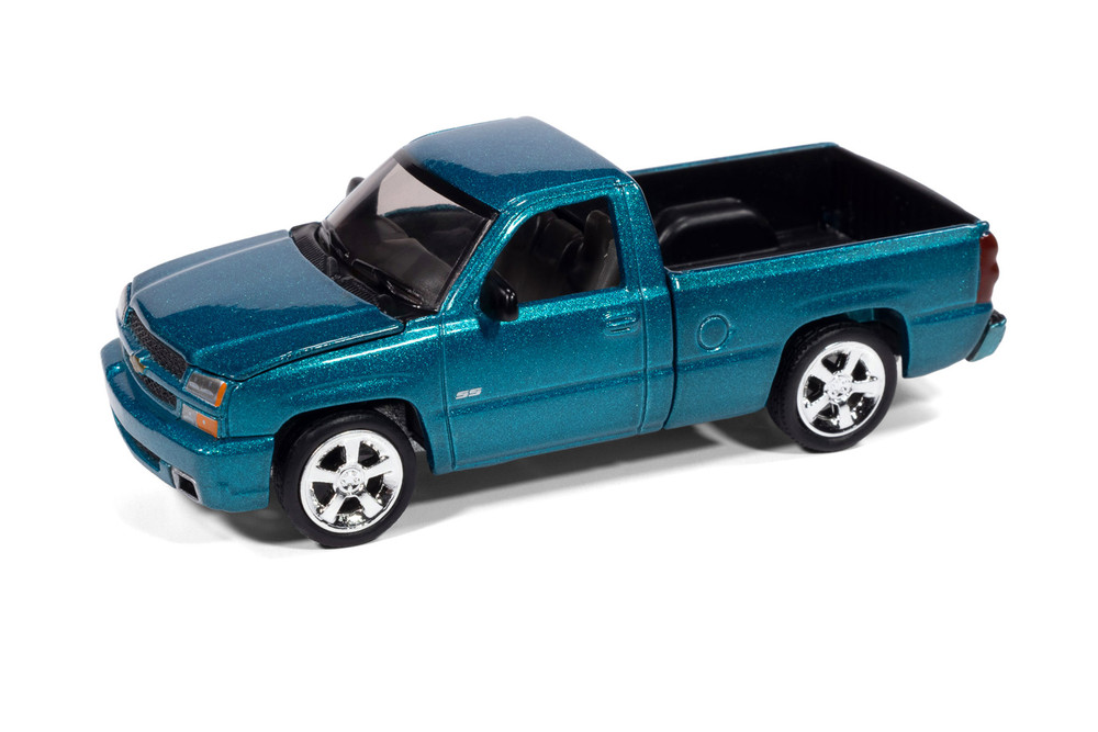 2005 Chevy Silverado SS Custom, Teal Turquoise - Auto World AW64502/12A - 1/64 Scale Diecast Model Toy Car