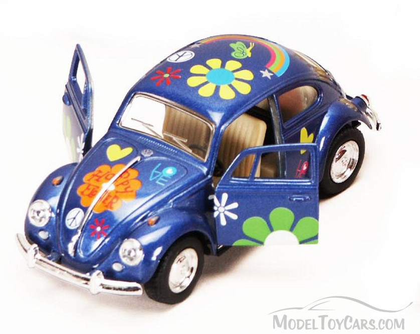 1967 Volkswagen Beetle w/ Decals, Blue - Kinsmart 5057DF - 1/32 scale Diecast Car (New, but NO BOX)