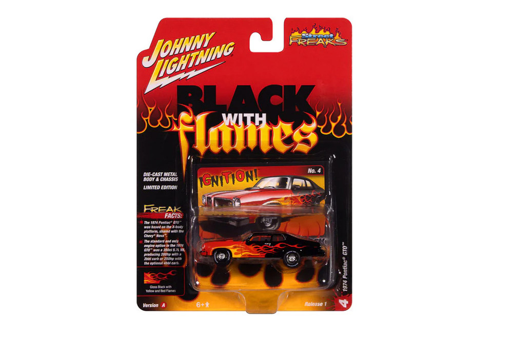 1974 Pontiac GTO (Black with Flames), Black/Red - RC2 JLSF027/48A - 1/64 Sale Diecast Model Toy Car