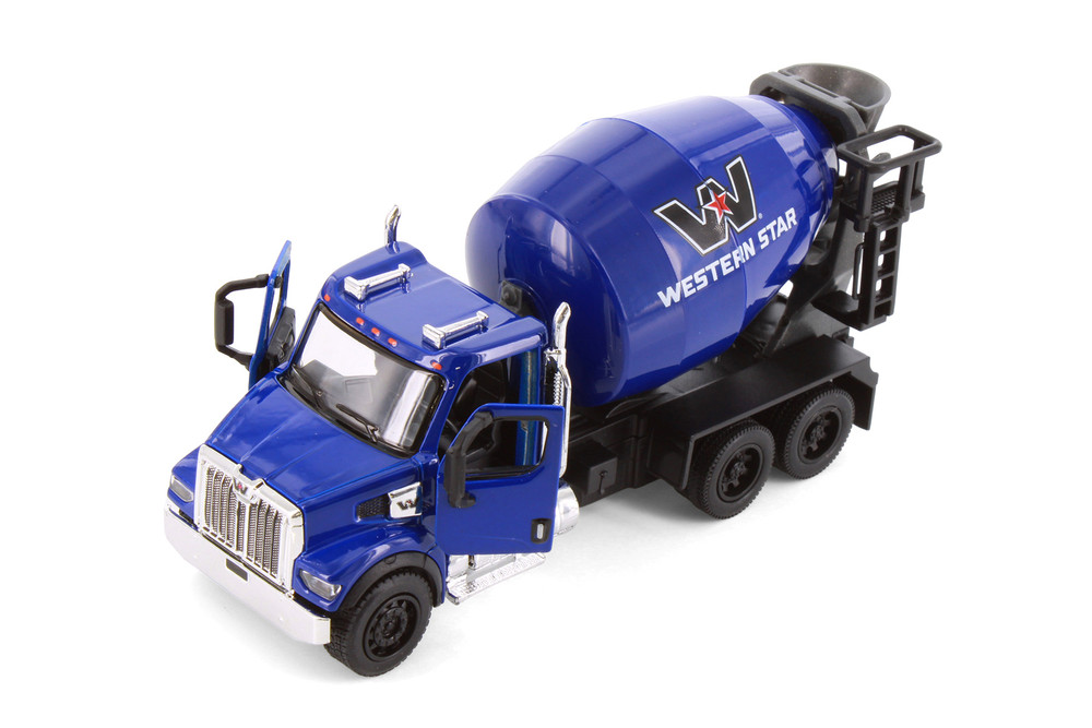 Sando Mixer Car 1/100 スケール Western Star 47X Concrete Mixer Truck, Blue - Kinsmart 11001D - 1