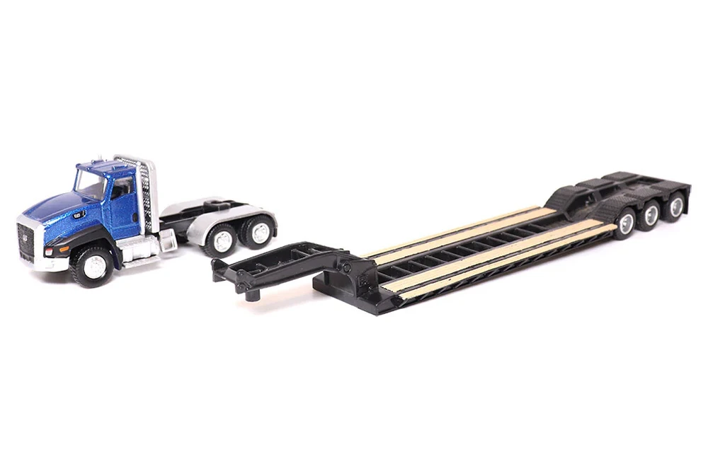 Caterpillar CT660 Day Cab Tractor w/Lowboy Trailer & Cat 315C L Hydraulic Excavator, Blue/Yellow - Diecast Masters 84415 - 1/87 Scale Diecast Model Toy Car