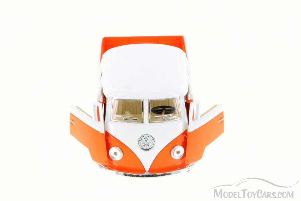 1963 Volkswagen Classical Bus Double Cab Pick Up, Orange - Kinsmart 5387D - 1/34 Scale Diecast Model Toy Car (Brand New, but NOT IN BOX)
