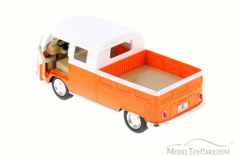 1963 Volkswagen Classical Bus Double Cab Pick Up, Orange - Kinsmart 5387D - 1/34 Scale Diecast Model Toy Car (Brand New, but NOT IN BOX)