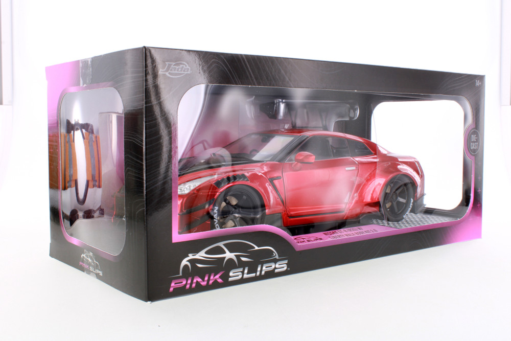 Nissan GT-R (R35) w/Liberty Walk Body Kit 2.0 & Display Base, Candy Red - Jada Toys R-23783 - 1/18 Scale Diecast Model Car