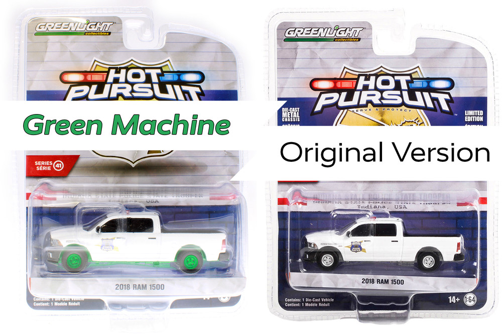 GREEN MACHINE 2018 Dodge Ram 1500 Pickup Truck, White - Greenlight 42990C/48 - 1/64 scale Diecast Model Toy Car
