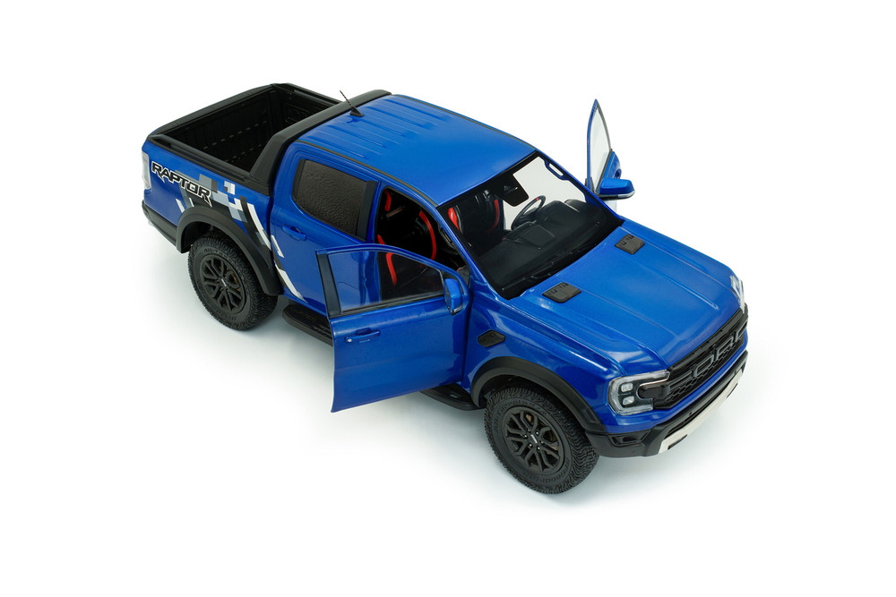 2024 Ford Ranger Raptor Pickup Truck, Blue Lightning - Solido S1813902 - 1/18 Scale Diecast Model Toy Car