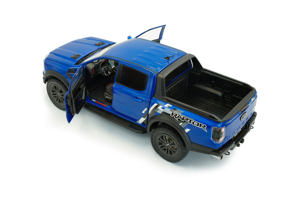 2024 Ford Ranger Raptor Pickup Truck, Blue Lightning - Solido S1813902 - 1/18 Scale Diecast Model Toy Car