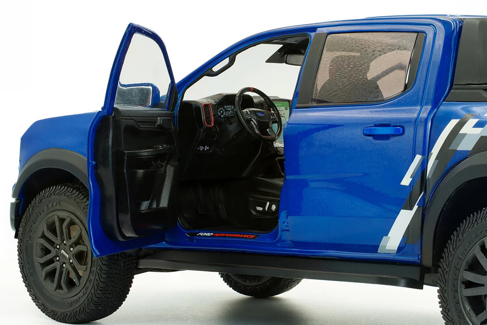 2024 Ford Ranger Raptor Pickup Truck, Blue Lightning - Solido S1813902 - 1/18 Scale Diecast Model Toy Car