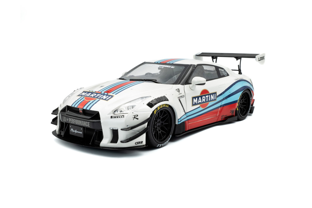 2024 Nissan GT-R (R35) Liberty Walk Body Kit 2.0 "Martini Racing", White - Solido S1805819 - 1/18 Scale Diecast Model Toy Car