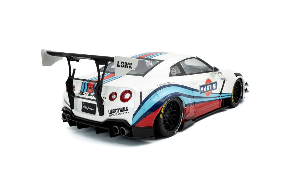 2024 Nissan GT-R (R35) Liberty Walk Body Kit 2.0 "Martini Racing", White - Solido S1805819 - 1/18 Scale Diecast Model Toy Car