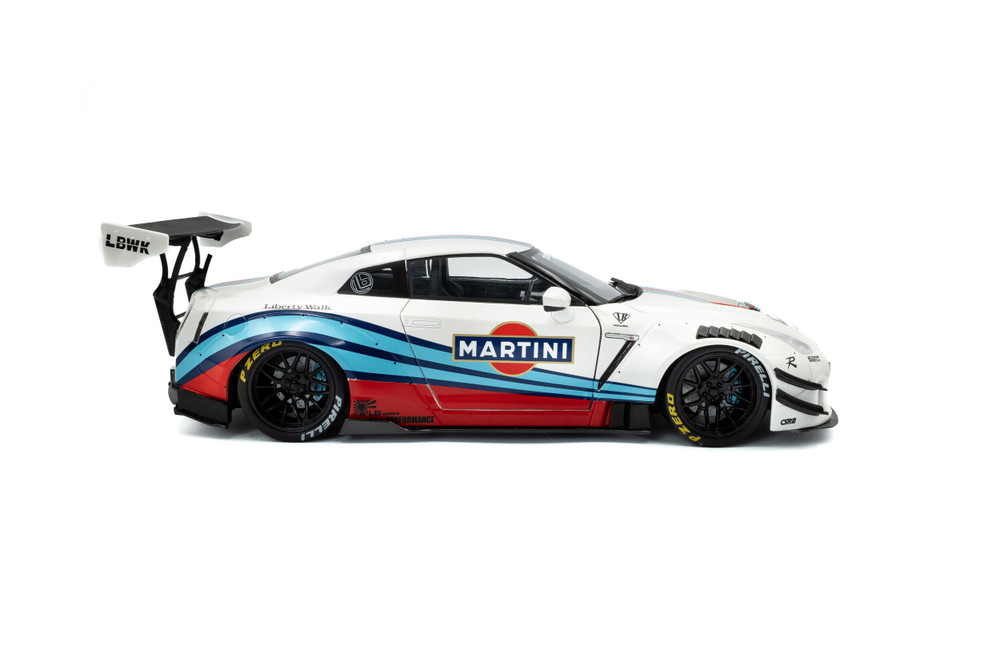 2024 Nissan GT-R (R35) Liberty Walk Body Kit 2.0 "Martini Racing", White - Solido S1805819 - 1/18 Scale Diecast Model Toy Car