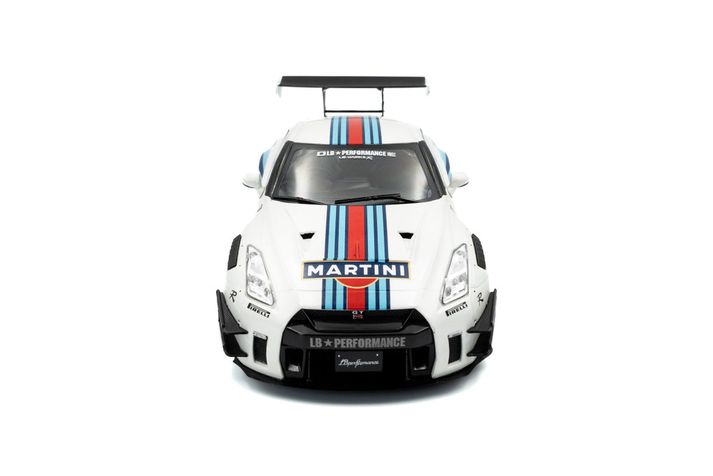 2024 Nissan GT-R (R35) Liberty Walk Body Kit 2.0 "Martini Racing", White - Solido S1805819 - 1/18 Scale Diecast Model Toy Car
