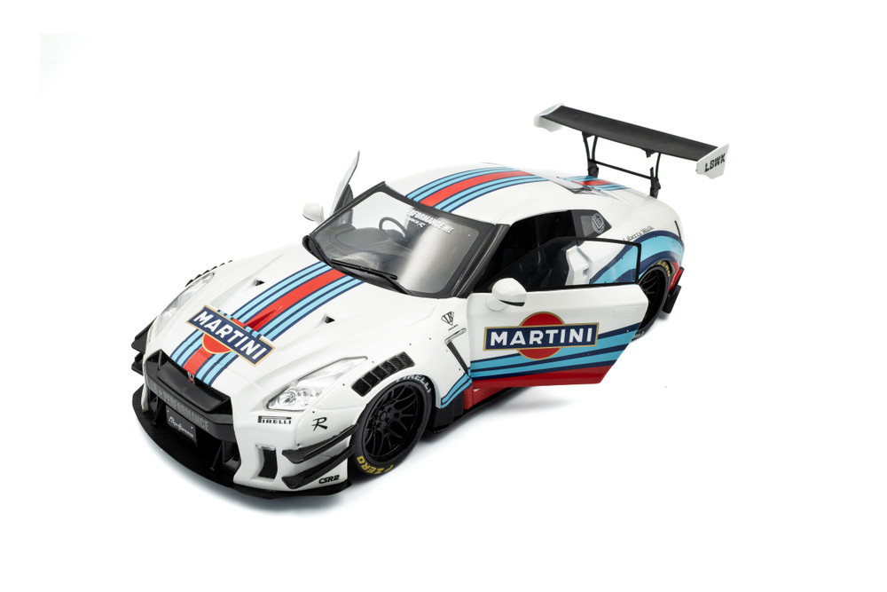 2024 Nissan GT-R (R35) Liberty Walk Body Kit 2.0 "Martini Racing", White - Solido S1805819 - 1/18 Scale Diecast Model Toy Car