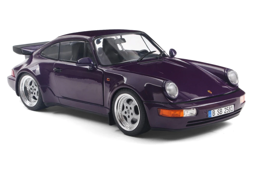 1990 Porsche 911 (964) Turbo, Purple Violet Blue - Solido S1803412 - 1/18 Scale Diecast Model Toy Car