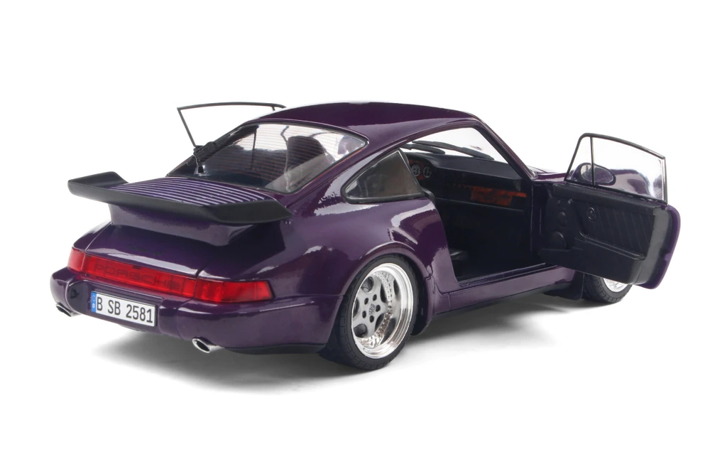 1990 Porsche 911 (964) Turbo, Purple Violet Blue - Solido S1803412 - 1/18 Scale Diecast Model Toy Car