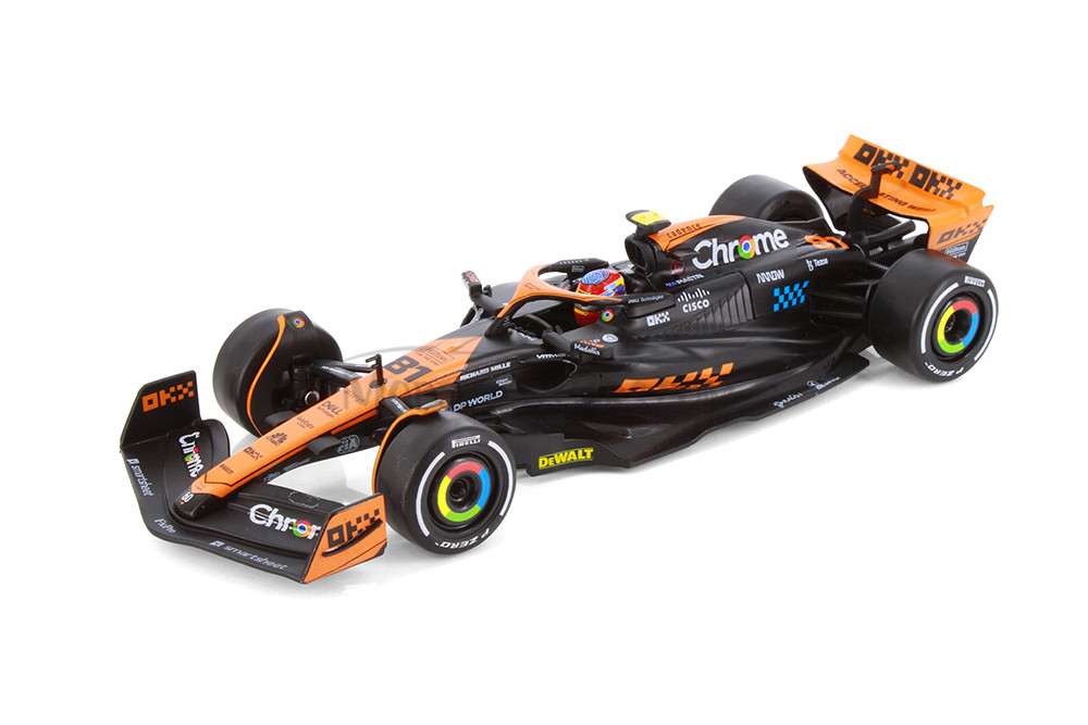 Box of 4 2023 McLaren MCL60 F1 "Singapore GP", #81 Piastri / #4 Norris - Showcasts® 221290A1D - 1/24 Scale Diecast Model Toy Cars