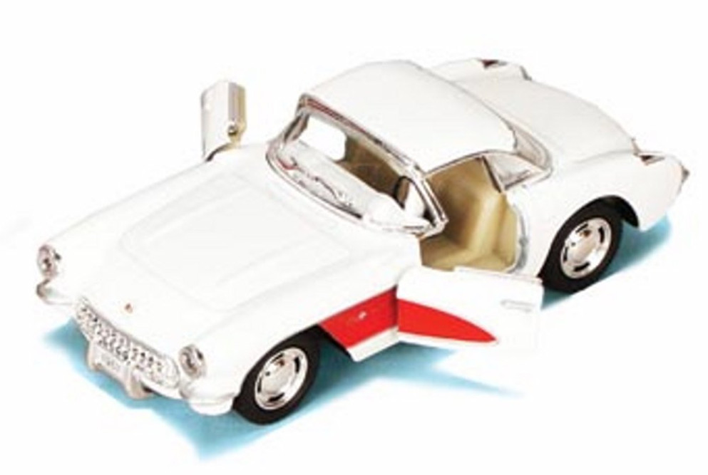 1957 Chevy Corvette, White - Kinsmart 5316D - 1/34 scale Diecast Model Toy Car