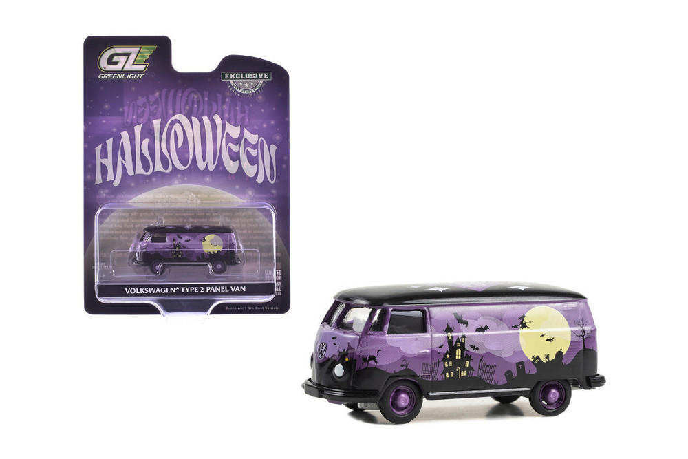2025 Volkswagen Type 2 Panel Van Halloween, Purple - Greenlight 30481/48 - 1/64 Scale Diecast Model Toy Car