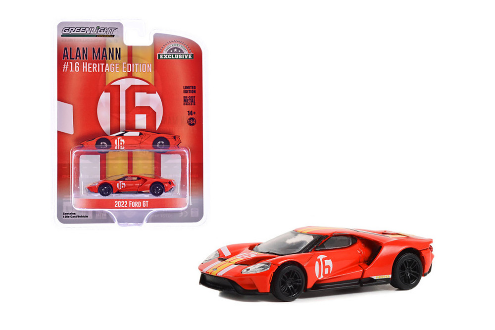2022 Ford GT #16 Alan Mann "1966 Ford AM GT-1 Prototype Tribute", Red - Greenlight 30395/48 - 1/64 Scale Diecast Model Toy Car