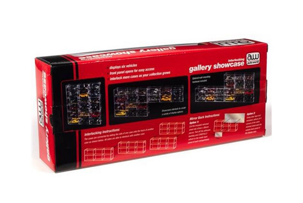 6 Car Interlocking Collectible Display Showcase for 1/64 Scale Model Cars,  - Auto World AWDC003/12 - 1/64 scale Display Case