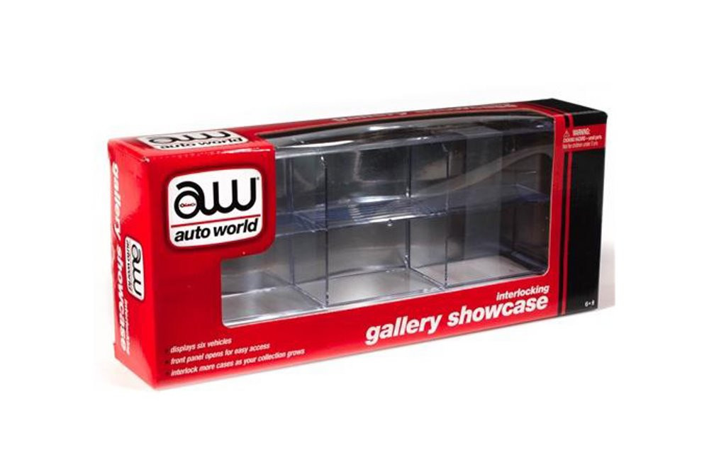 6 Car Interlocking Collectible Display Showcase for 1/64 Scale Model Cars,  - Auto World AWDC003/12 - 1/64 scale Display Case