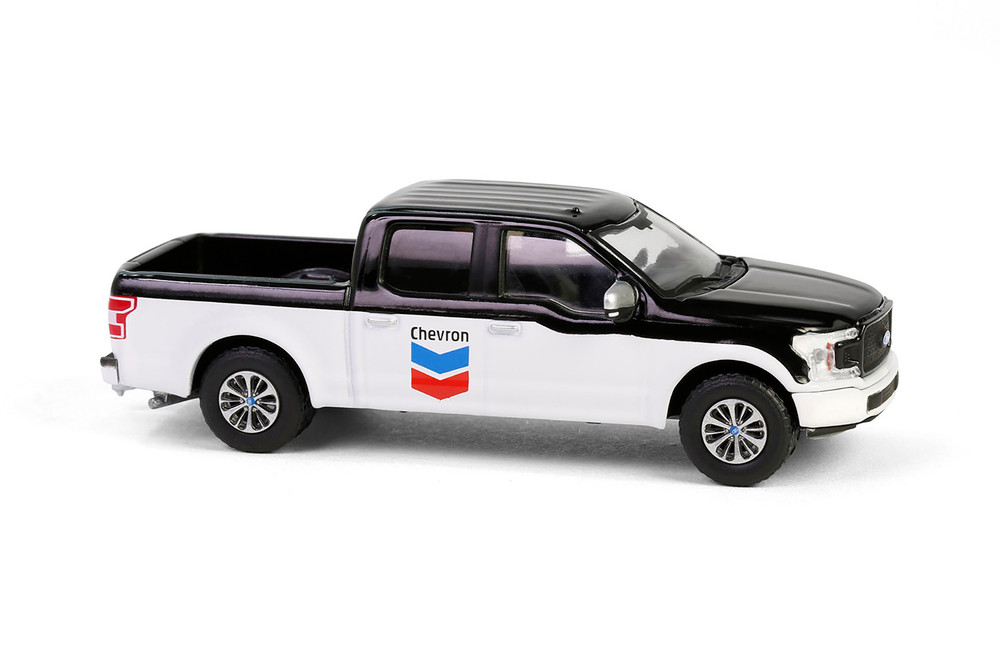 2019 Ford F-150 XL Pickup Truck w/STX Package "Chevron", Black/White - Greenlight 41175F/48 - 1/64 Scale Diecast Model Toy Car