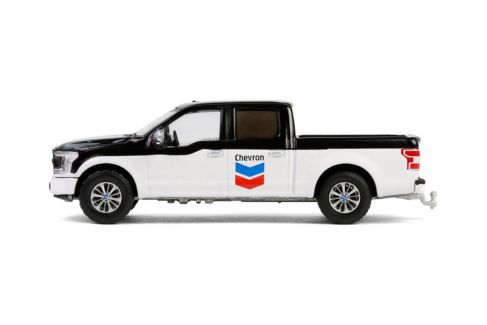 2019 Ford F-150 XL Pickup Truck w/STX Package "Chevron", Black/White - Greenlight 41175F/48 - 1/64 Scale Diecast Model Toy Car