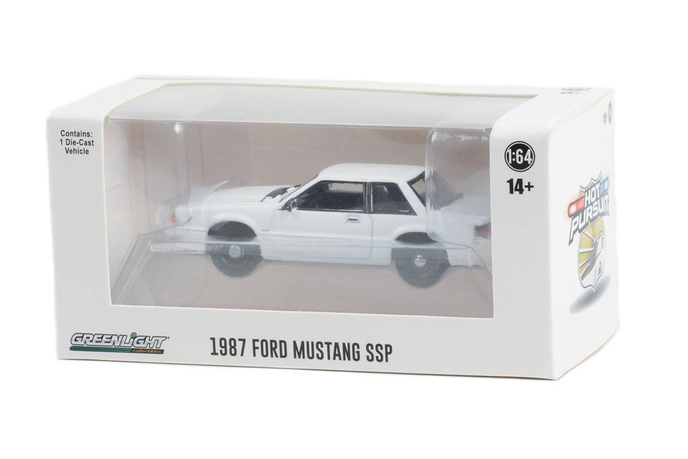 1987 Ford Mustang SSP - Plain, White - Greenlight 43008/100 - 1/64 Scale Diecast Model Toy Car
