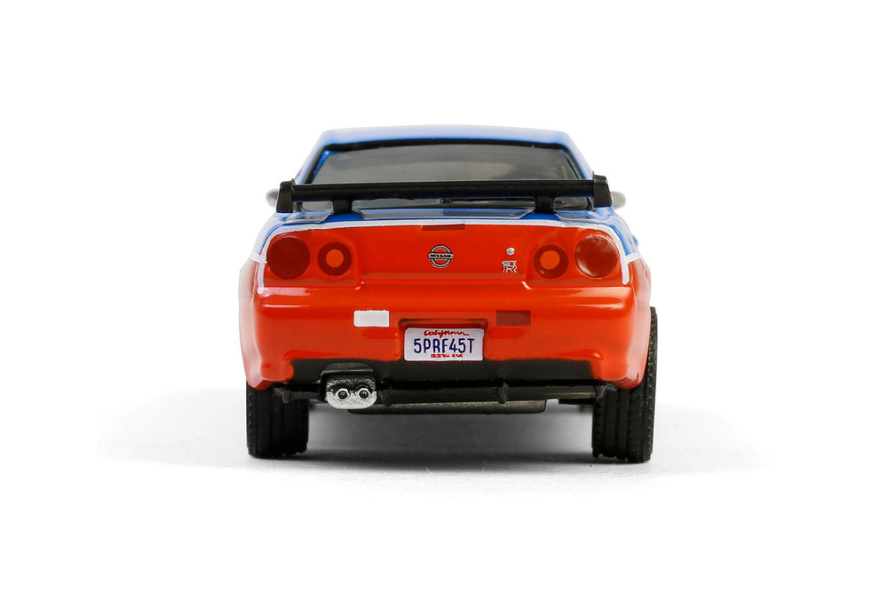 2000 Nissan Skyline GT-R (R34) "Chevron", Blue/Red - Greenlight 41175E/48 - 1/64 Scale Diecast Model Toy Car