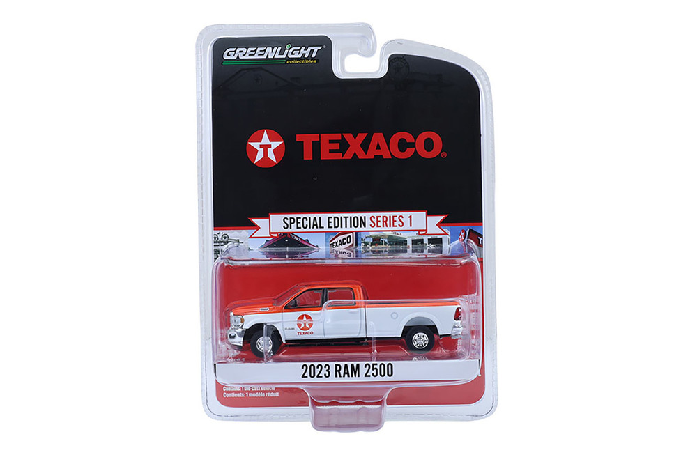 2023 Ram 2500 Pickup Truck "Texaco", Orange/White - Greenlight 41165F/48 - 1/64 Scale Diecast Model Toy Car
