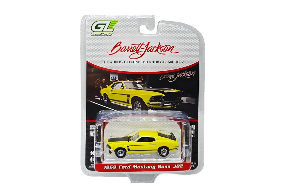 1969 Ford Mustang Boss 302, Yellow/Black - Greenlight 37320B/48 - 1/64 Scale Diecast Model Toy Car