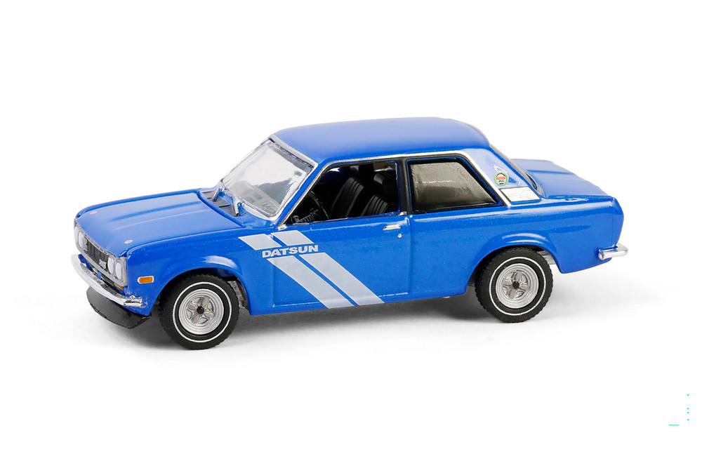1972 Datsun 510 "Show it Like it is - a Champion", Blue/White Stripes - Greenlight 39150C/48 - 1/64 Scale Diecast Model Toy Car