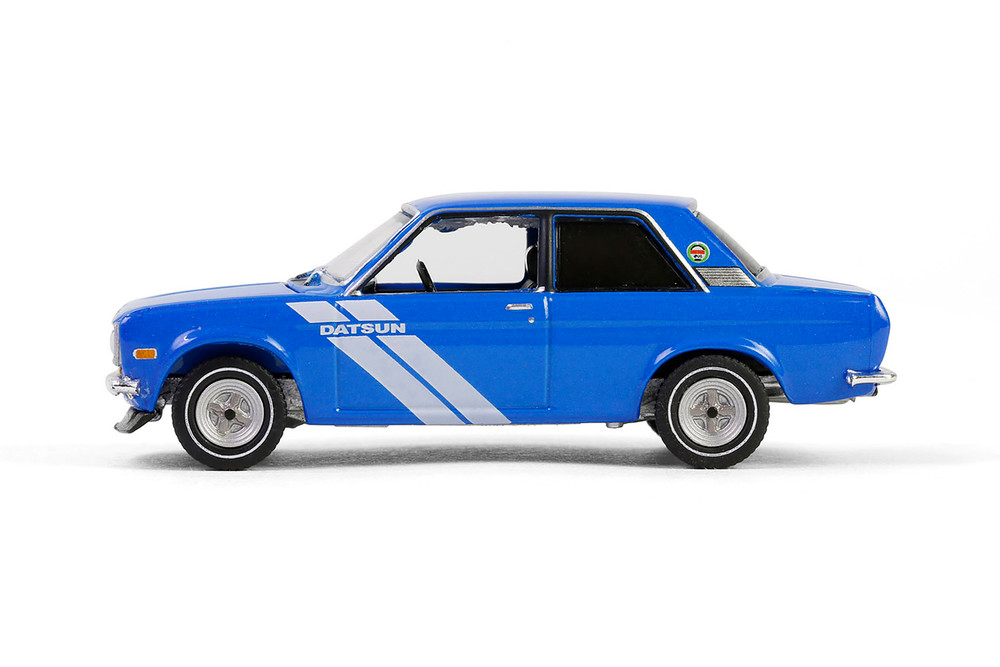1972 Datsun 510 "Show it Like it is - a Champion", Blue/White Stripes - Greenlight 39150C/48 - 1/64 Scale Diecast Model Toy Car