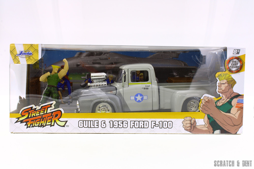 1956 Ford F-100 Pickup w/ Guile Figure, Street Fighter - Jada Toys R-23813 - 1/24 Scale Diecast Car