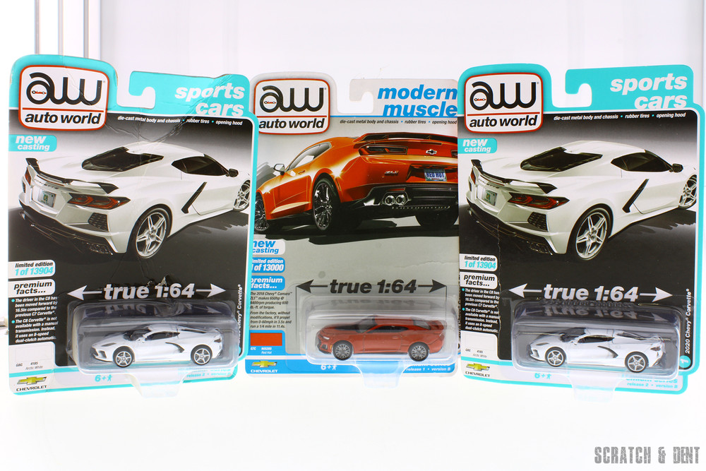 Chevy Bundle: 2020 Chevy Corvette, 2018 Chevy Camaro ZL1 - Auto World R-23861 - 1/64 scale Diecast Model Toy Car