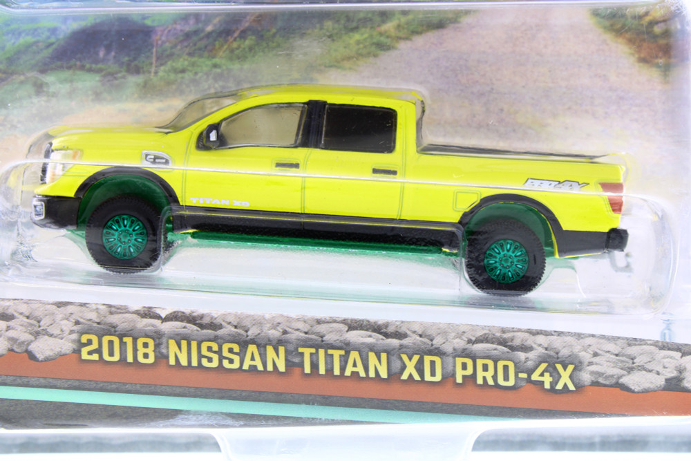 GREEN MACHINE 2018 Nissan Titan XD Pro-4X, Yellow - Greenlight 35250E/48 - 1/64 Scale Diecast Model Toy Car