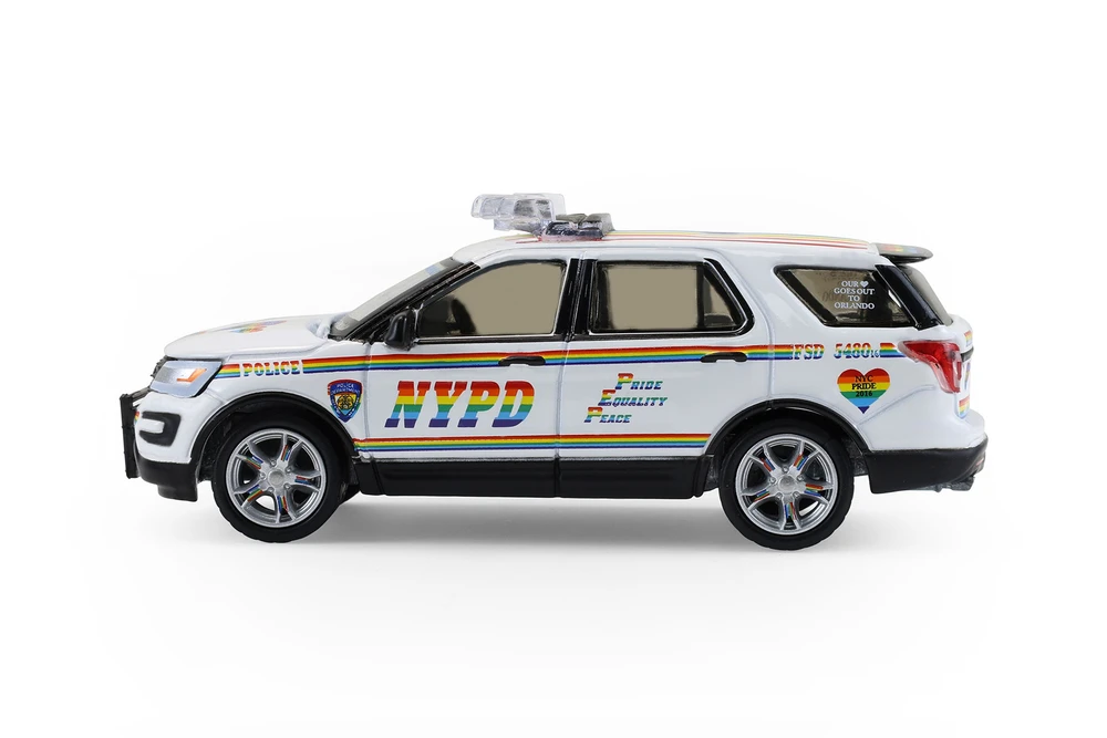 2016 Ford Police Interceptor Utility "New York Police Department (NYPD) Pride Livery", White - Greenlight 43050C/48 - 1/64 Scale Diecast Model Toy Car
