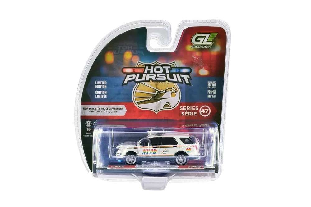 2016 Ford Police Interceptor Utility "New York Police Department (NYPD) Pride Livery", White - Greenlight 43050C/48 - 1/64 Scale Diecast Model Toy Car