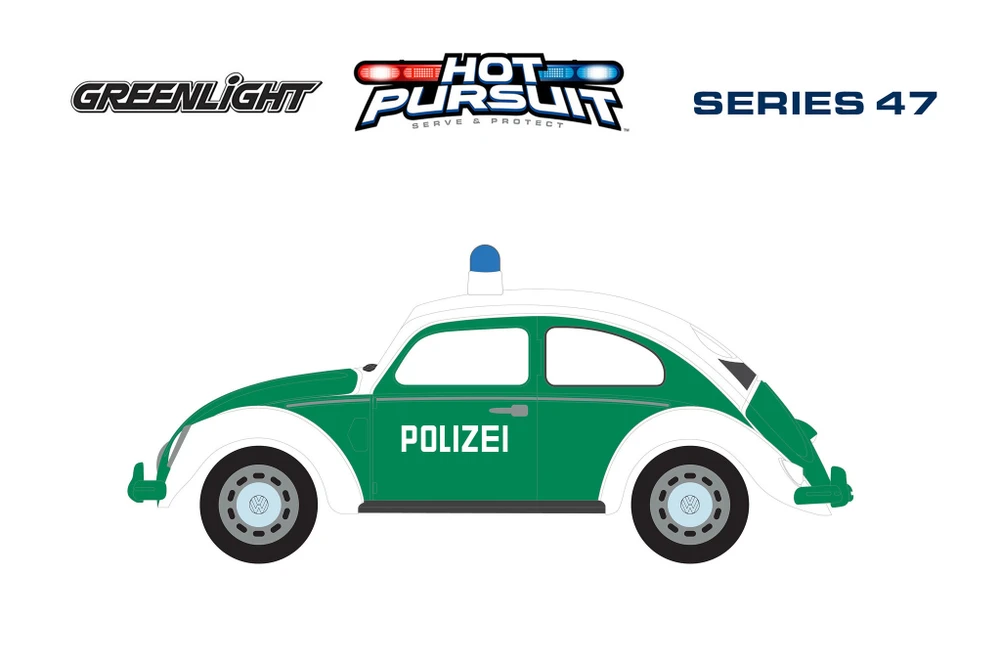 Classic Volkswagen Beetle - Koblenz, German Polizei, Green/White - Greenlight 43050A/48 - 1/64 Scale Diecast Model Toy Car