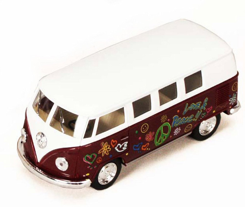 1962 Volkswagen Classic Bus w/Decals, Brown - Kinsmart 5060DF - 1/32 Diecast Car (New, but NO BOX)